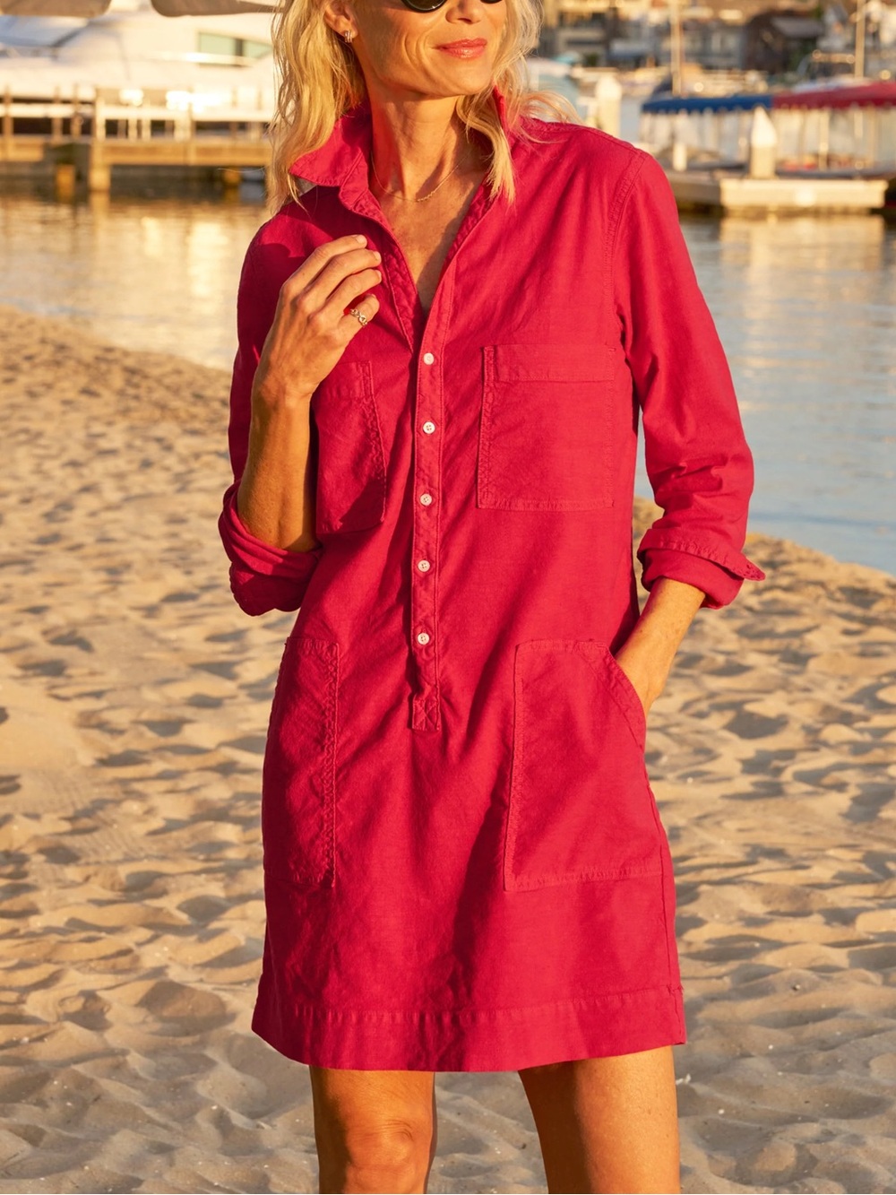 Frank & Eileen Southern Ireland Cotton Flax Red Shirt Dress Medium